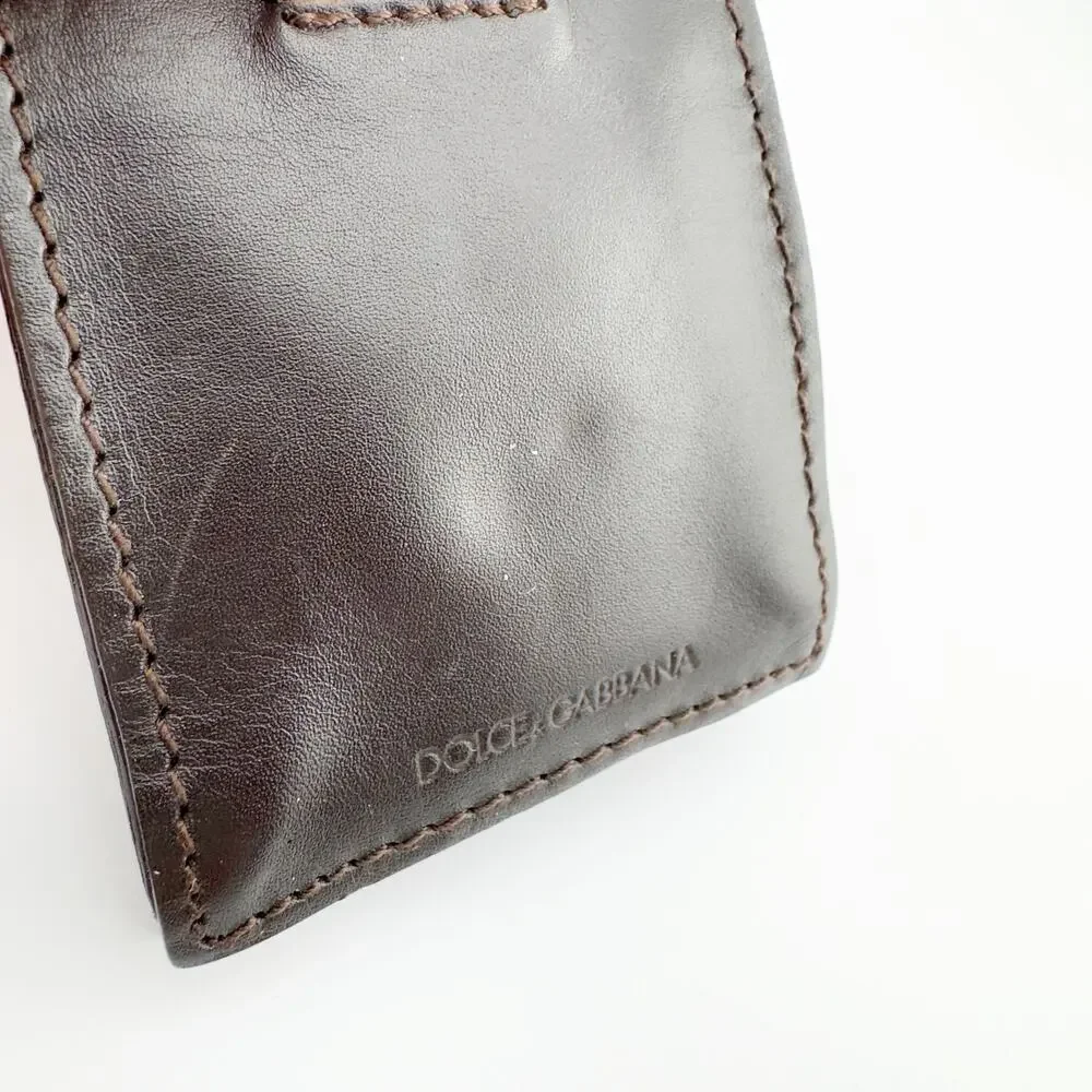 Dolce & Gabbana Vintage Leather Pouch‎ Small Clutch with Silver Clasp